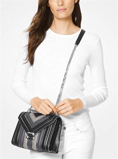 michael kors whitney large quilted tri-color leather convertible shoulder bag|Michael Kors leather shoulder bag.